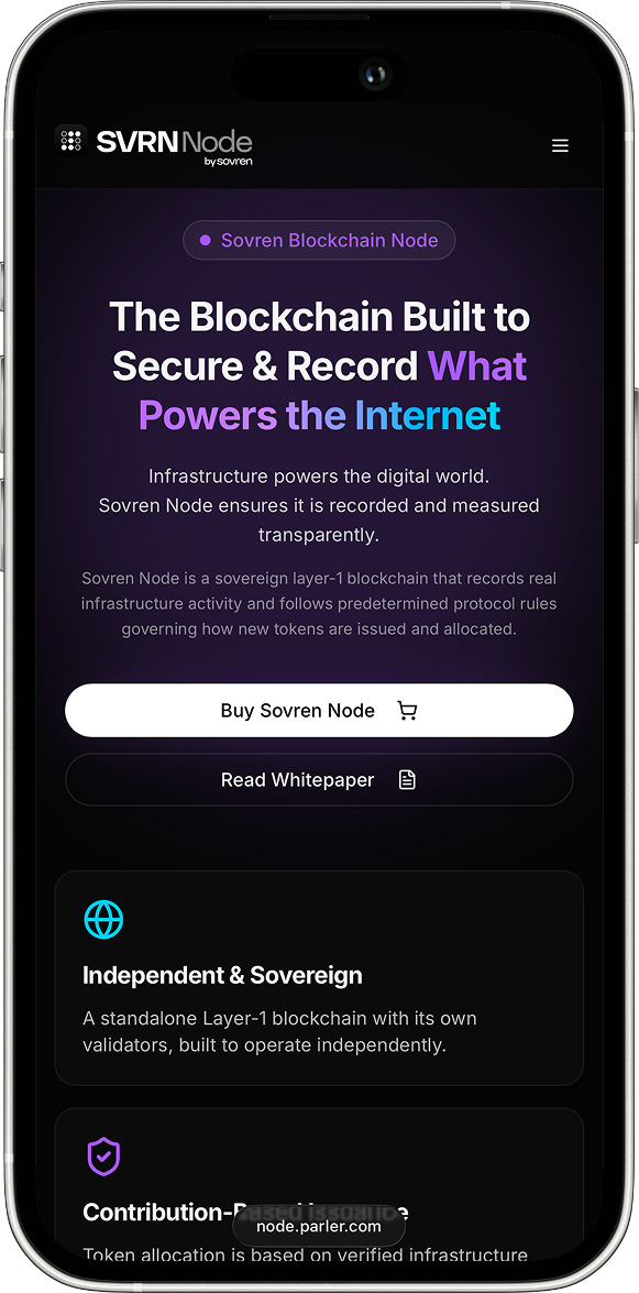 Sovren Blockchain node dashboard